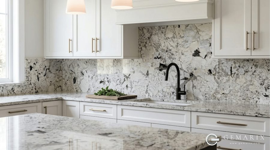 Alpinus White Granite Kitchen Countertops
