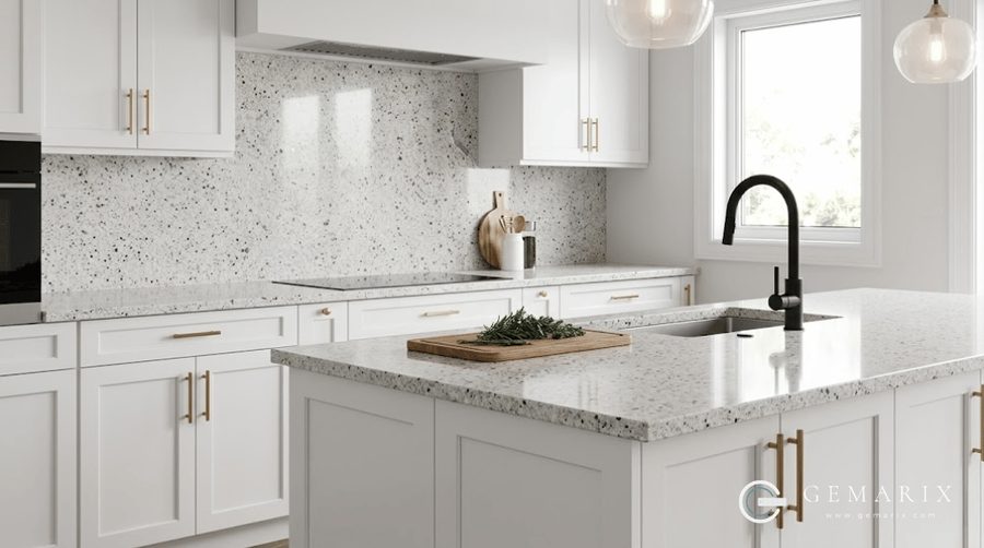 Amba White Granite Kitchen Countertops