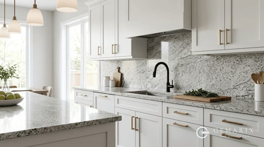 Andromeda White Granite Statement Countertops