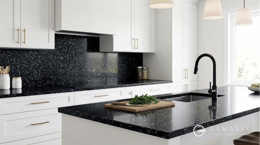 Coin Black Granite Kitchen Countertops