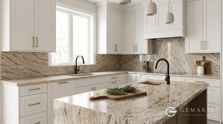 Ivory Brown Granite Kitchen Countertops