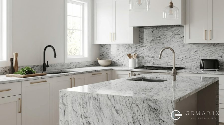 Thunder White Granite Kitchen Countertops
