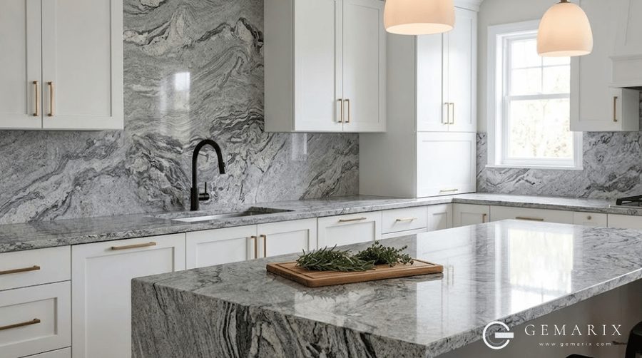 Viscount White Granite Kitchen Countertops