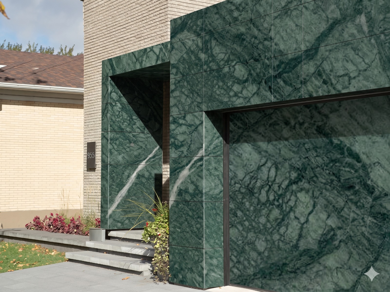 Indian granite wall cladding on a commercial facade