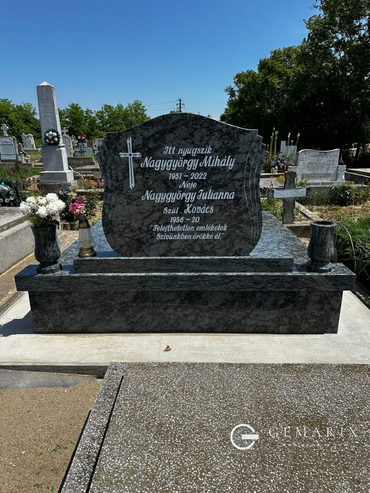 Bahama Blue Headstone Installed Ornate
