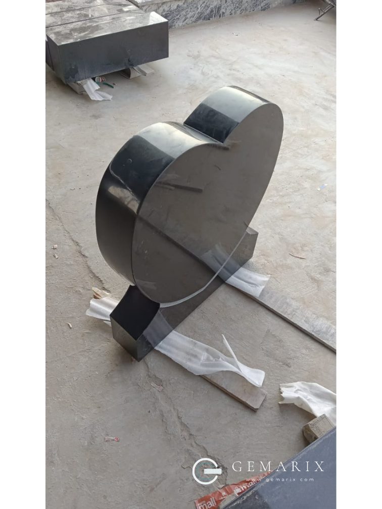 Black Granite Headstone Cloud Top