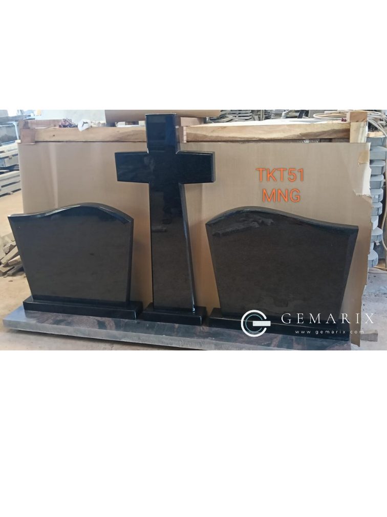 Black Granite Headstone Cross Trio