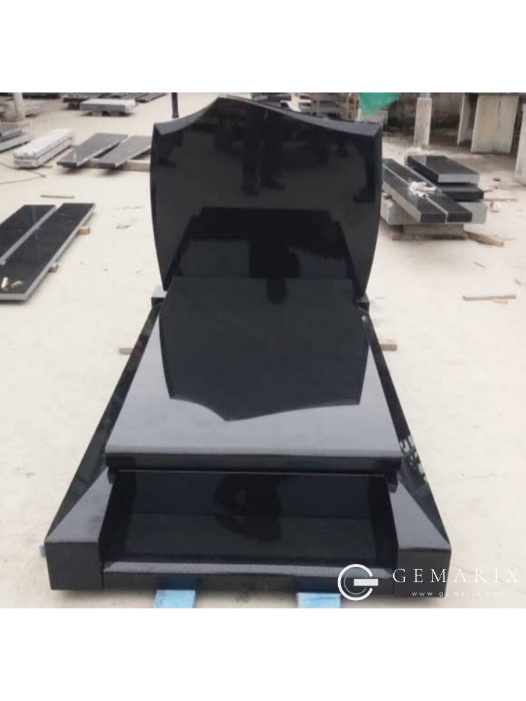 Black Granite Memorial Set Shield