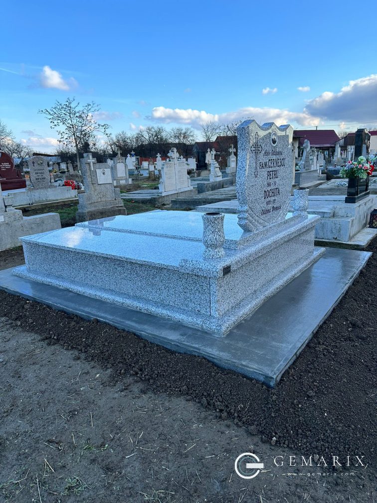 Grey Granite Memorial Installed Scallop